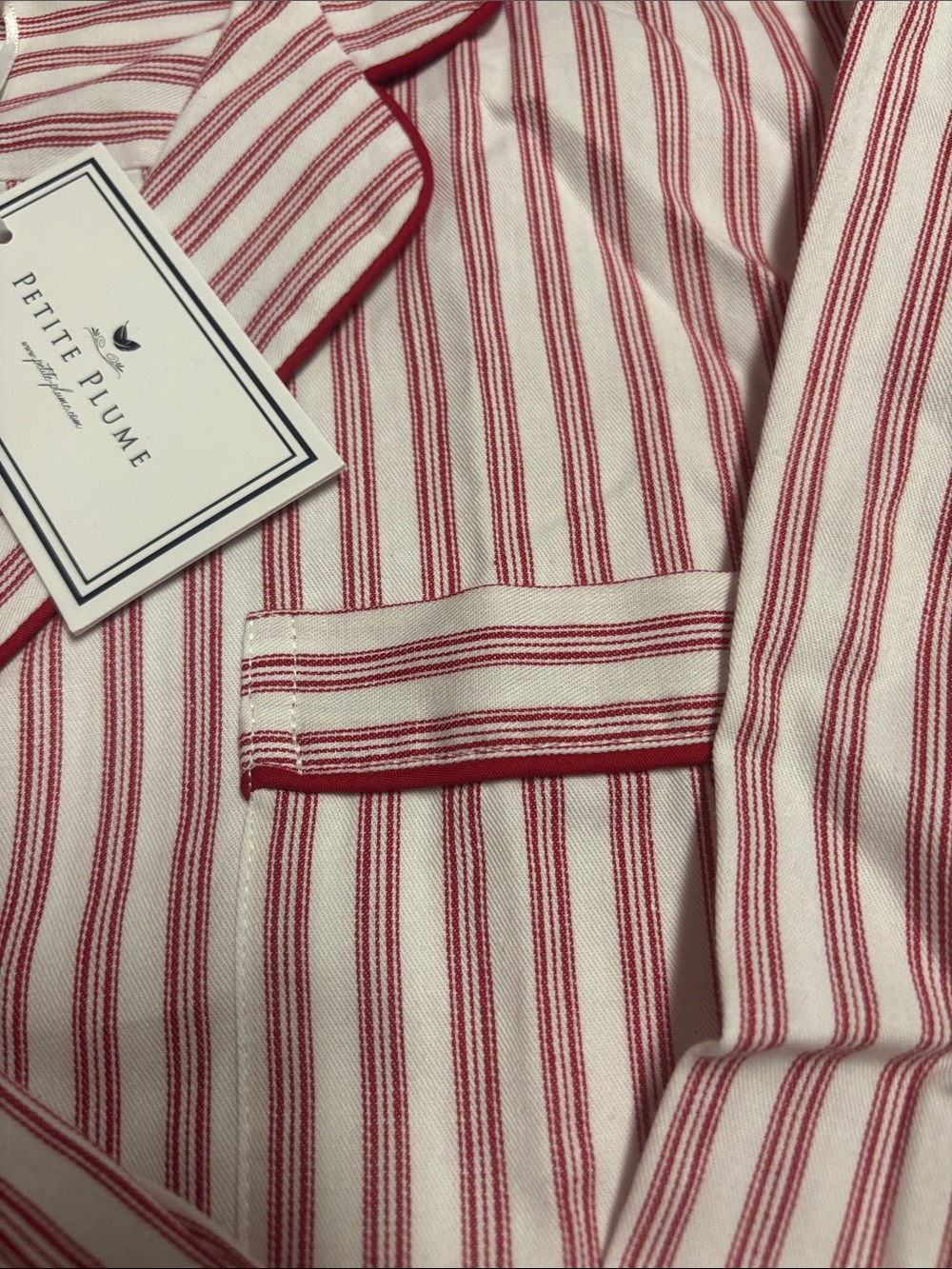 NWT Petite Plume Red & White Striped Pajama Set - Women's XS - Picture 4 of 6